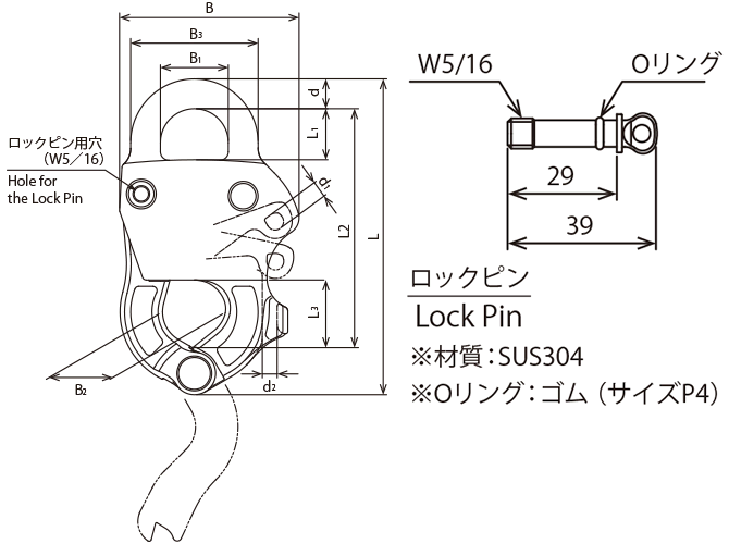 ステンレス製 オートシャックルⅡ型 PAT. 漁具 まき網用金具