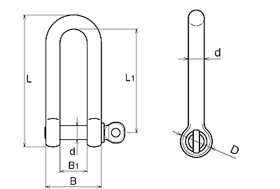 ステンレス製　ロングシャックル