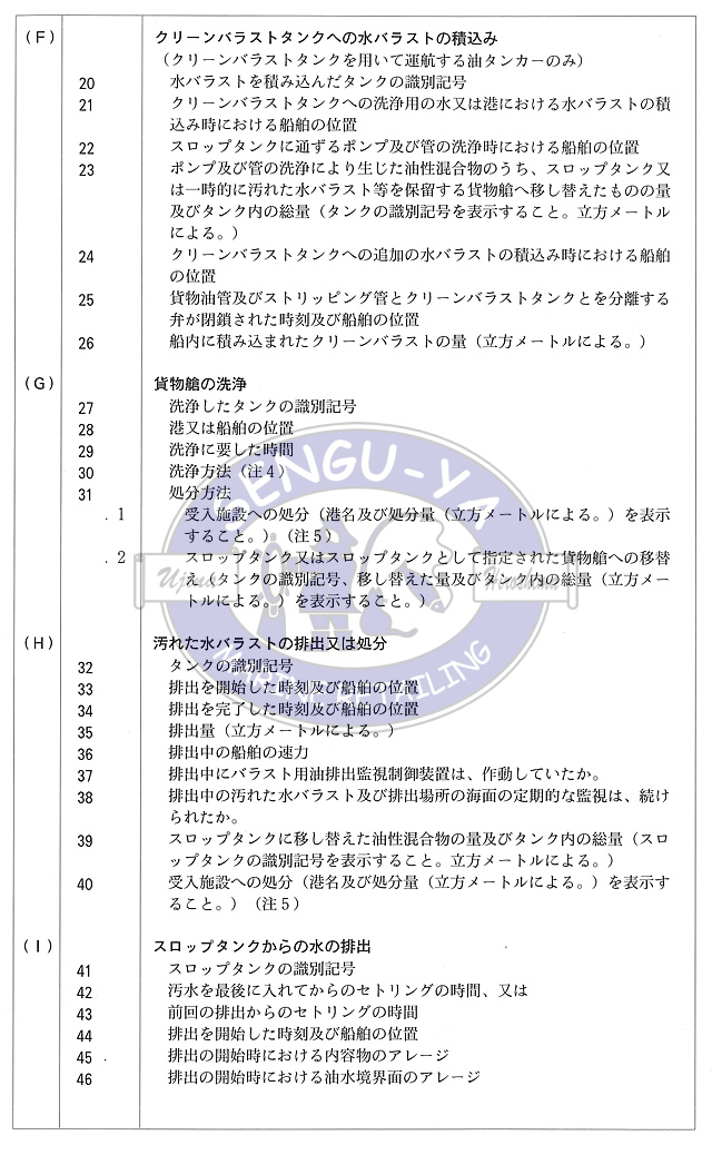 【港文庫】 油記録簿 油タンカー OIL RECORD BOOK　Oil tankers （A4サイズ）