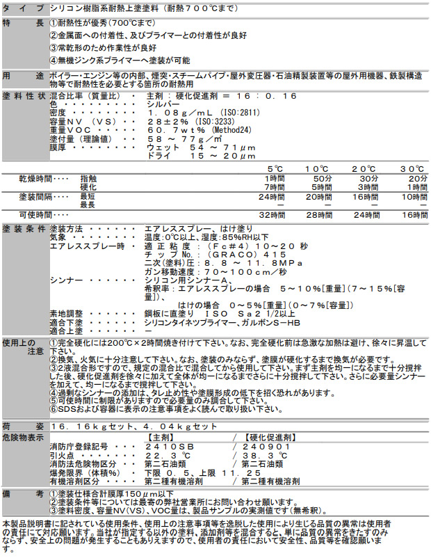 シリコンタイネツ　シルバー　4kg　【中国塗料】　シリコン樹脂系耐熱上塗塗料（耐熱７００℃まで）