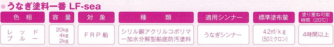 次世代省燃費船底塗料　うなぎ塗料一番LF-Sea　4kg　最高速UP　燃費向上 【日本ペイント・ニッペ】